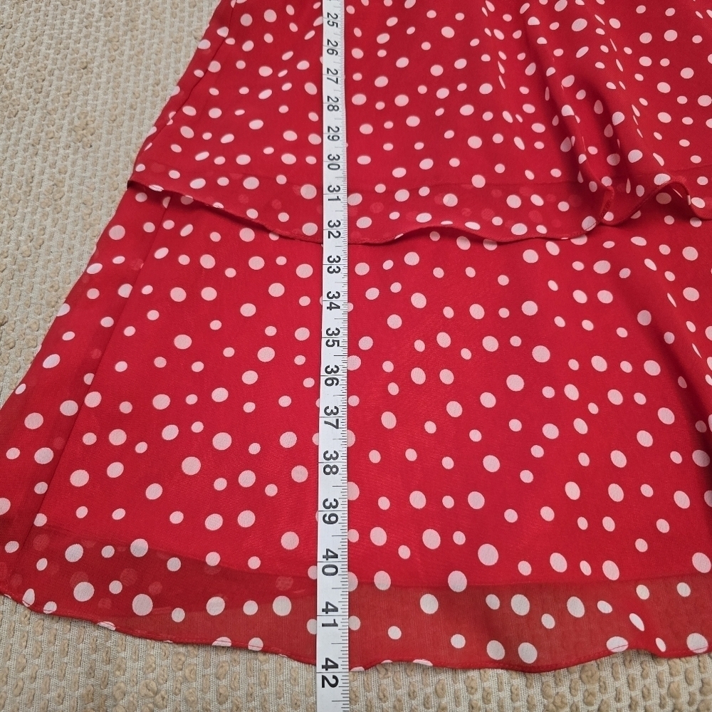 Liz Claiborne Red Polka Dot Tiered Dress Size 12 - Picture 7 of 16